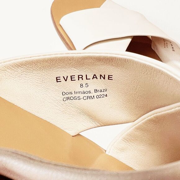 Everlane The Day Crossover Sandal Leather Slides in Cream Size 8.5 New